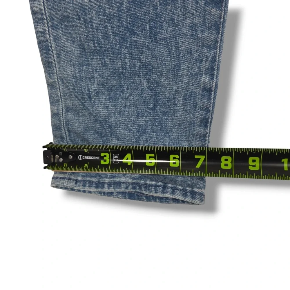 True Religion Geno Relaxed Slim Moto Biker Jeans Mens 31‎ Acid Wash Stretch Blue